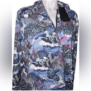 NWT Greyson Golf Hooded Jacket 1/4 Zip Newago Paclite In the Waves Size Medium